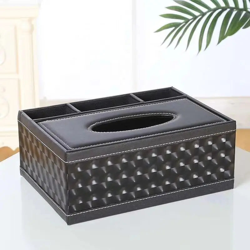 European Sle Creative Leather Wallpaper Multi-Function Tissue Box Living Room Coffee Table Remote Control Storage Basket
