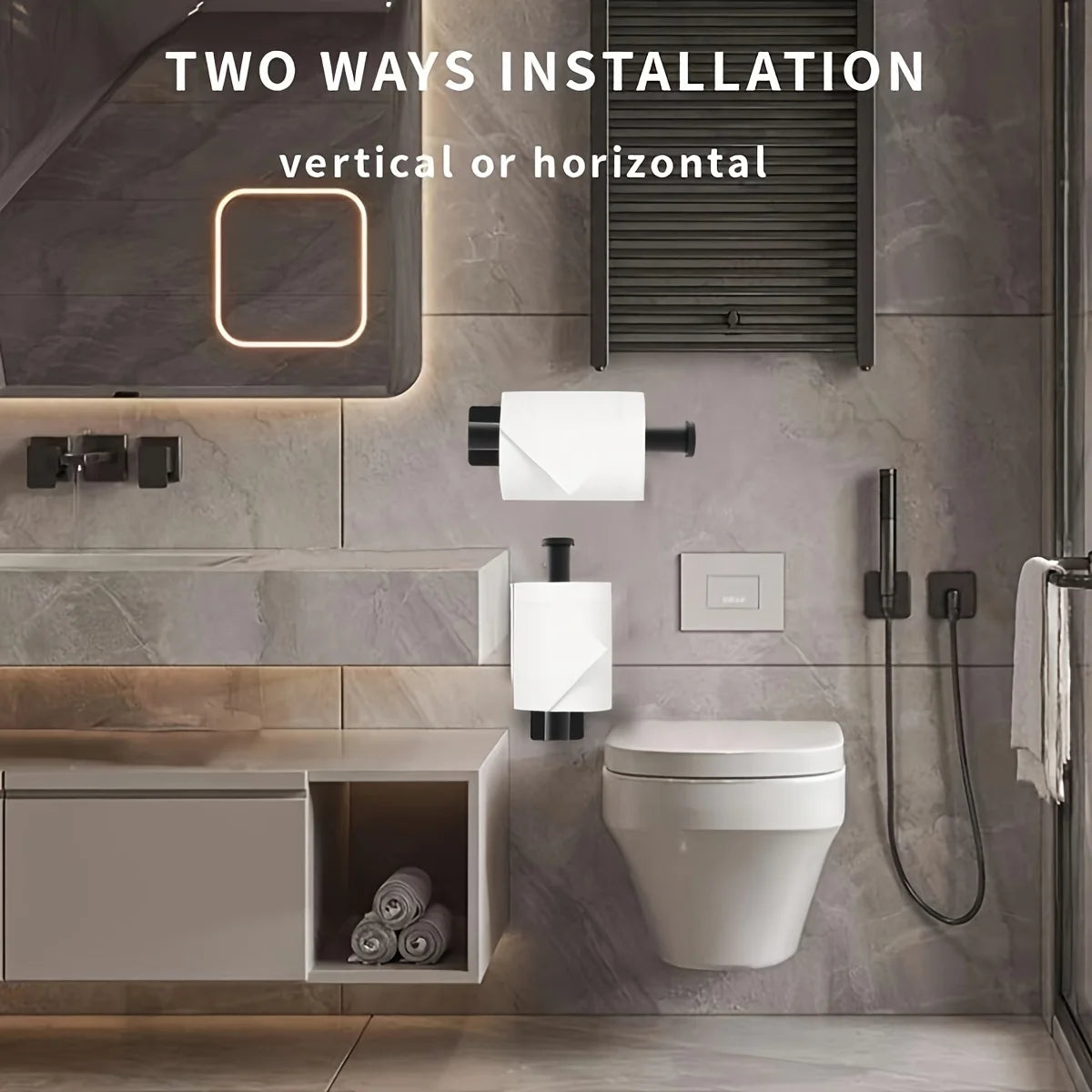 Heavy Duty Stainless Steel Toilet Paper Holder, Self-Adhesive No-Drill Wall Mount, Brushed Finish Bathroom Tissue Roll Dispenser
