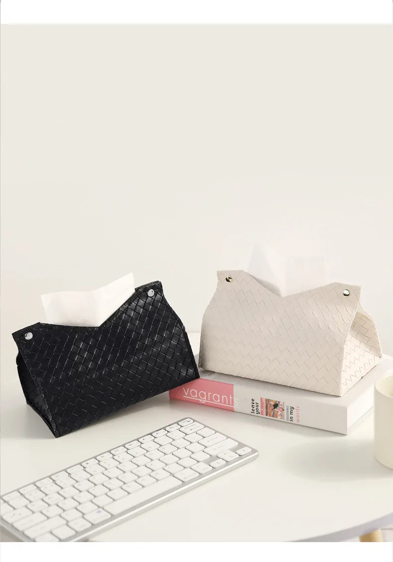 Luxury Woven Paper Towel Box Home Creative Living Room Storage Car Simple Solid Color Tissue Box Dining Room Removable Tissue