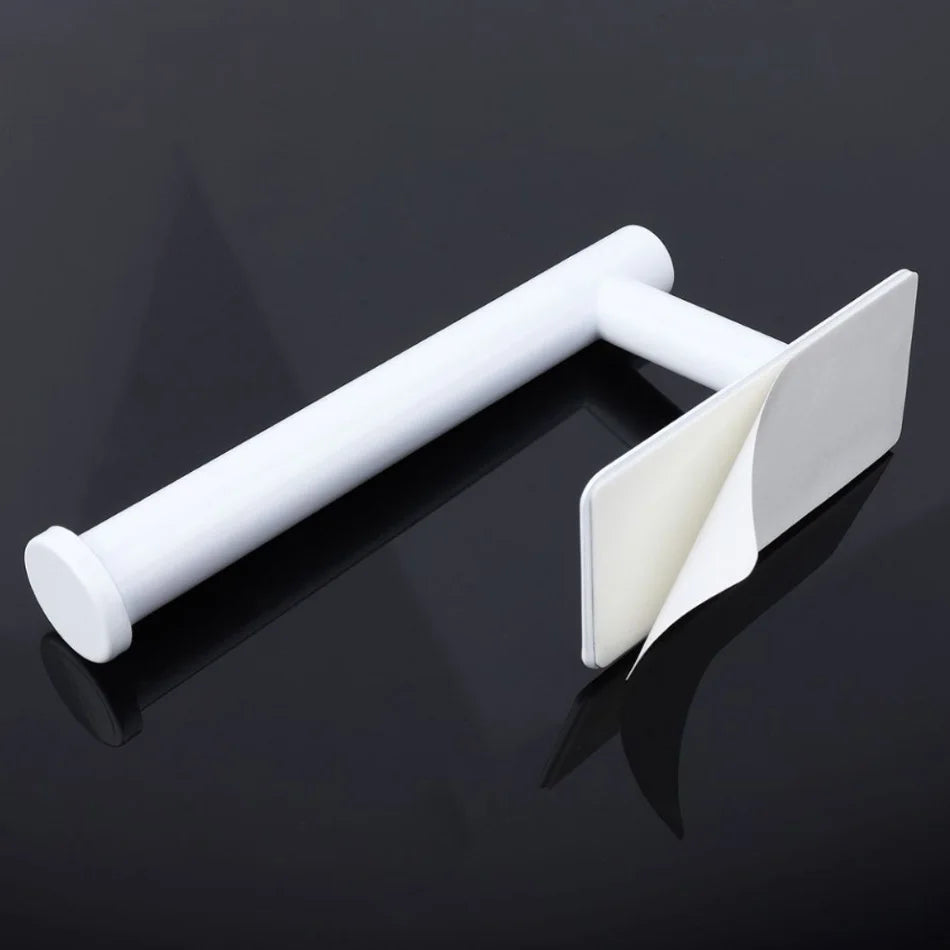 Stainless Steel Paper Holder White Adhesive Wall Mount Stand Kitchen Bathroom Toilet Paper Towel Tissue Roll Shelf Brushed Gold