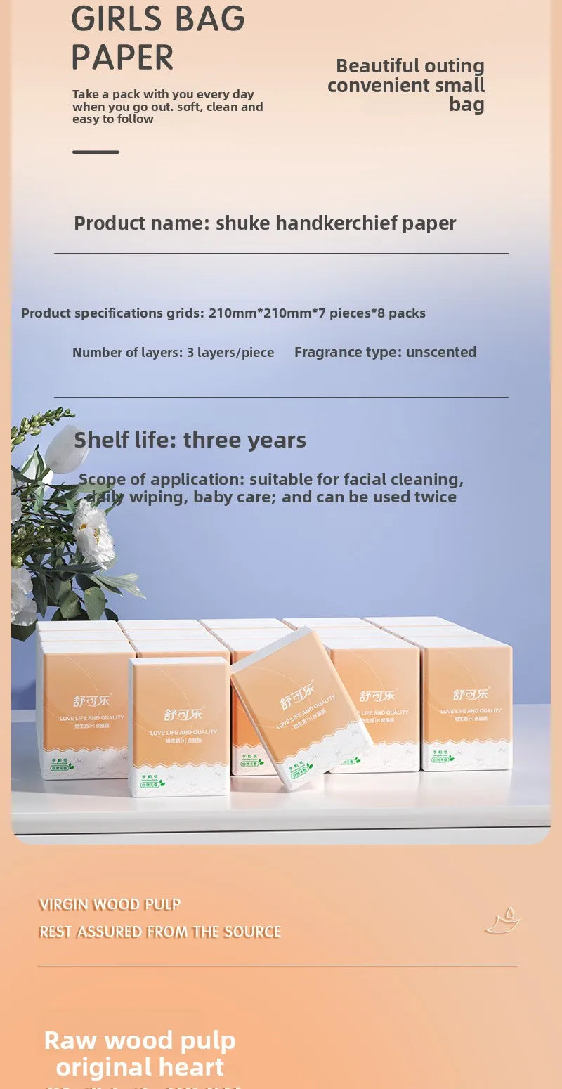 Portable Handkerchief Paper, 10-100 Small Bags, 3 Layers, 7 Pieces/small Bag, Portable Facial Tissue Paper, Napkin Toilet Paper