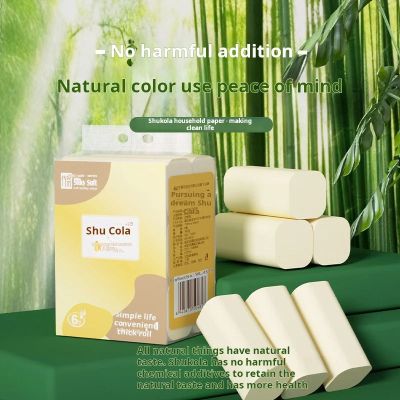 6/12 Rolls Of Bamboo Pulp Colored Toilet Paper Stock, No Core Roll Tissue, Portable Small Roll Toilet Paper, Toilet Paper