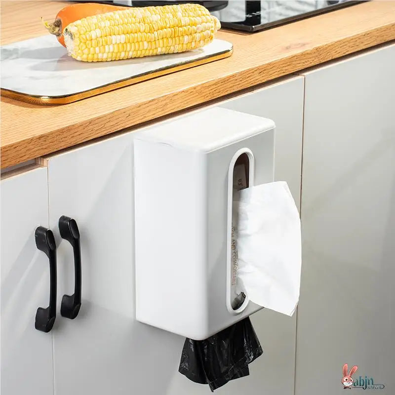 Wall-Mounted Tissue Box Kitchen Home Use Napkin Holder Storage Box Drop-In No-Punching Required Simple Rectangular Plastic De...