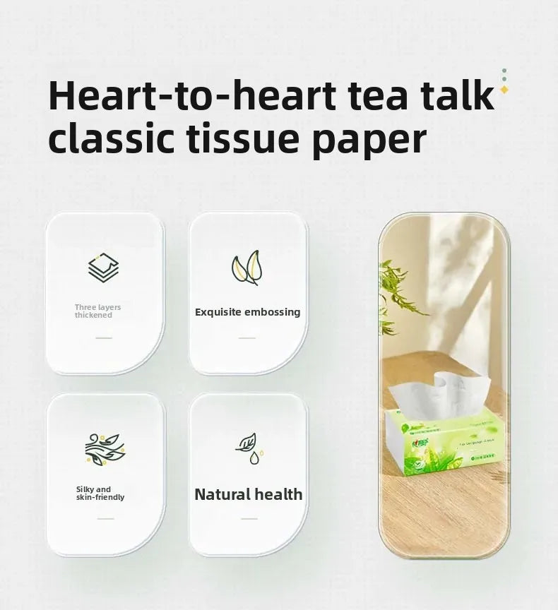 Classic Heart to Heart Tea Language 3 Layer 100 Sheets Large Pack Tissue Paper Home Use Napkins Fragrant Flexible Tissue