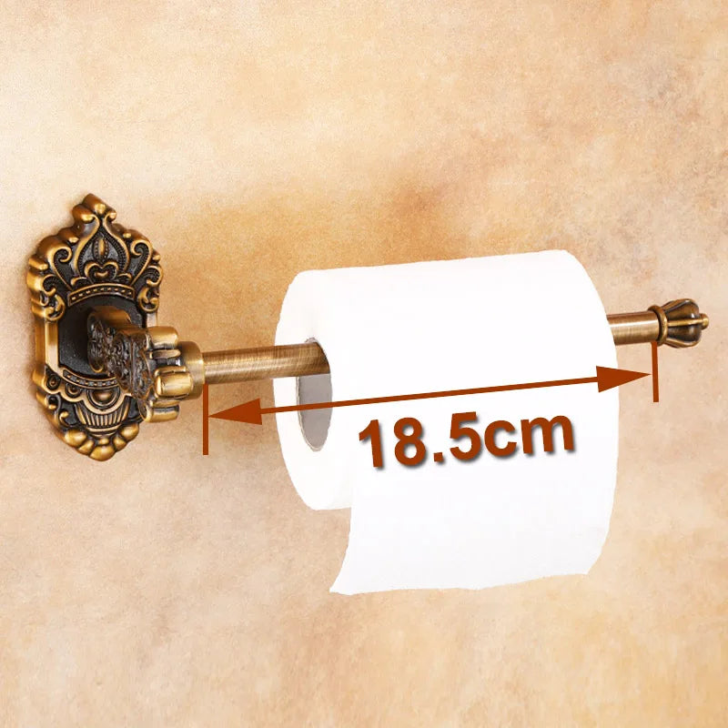 Antique Solid Aluminum Bathroom Hardware Set, Wall Mounted Towel Bar & Soap Basket & Toilet Paper Holder & Robe Hook