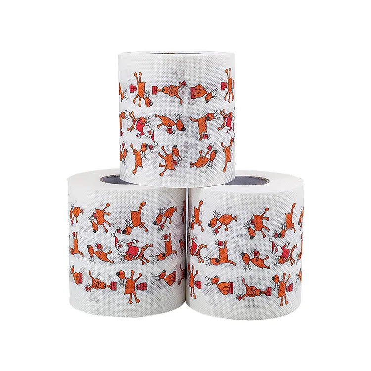 Toilet Paper Christmas Pattern Series Roll Paper Santa Claus Reindeer Hygienic Paper Creative Toilet Papers Rolls Funny Napkins