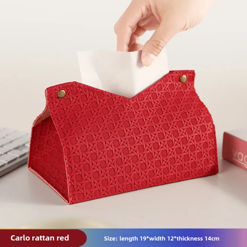 Luxury Woven Paper Towel Box Home Creative Living Room Storage Car Simple Solid Color Tissue Box Dining Room Removable Tissue