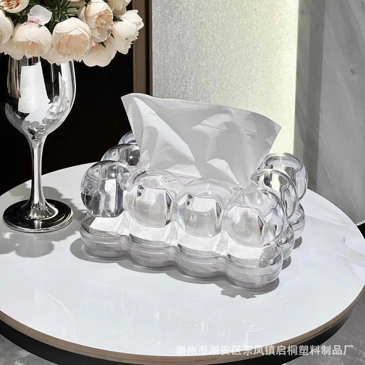 Nordic Style Tissue Box Transparent High Aesthetic Value for Living Room Coffee Table Drawstring Tissue Box Creative Personalize