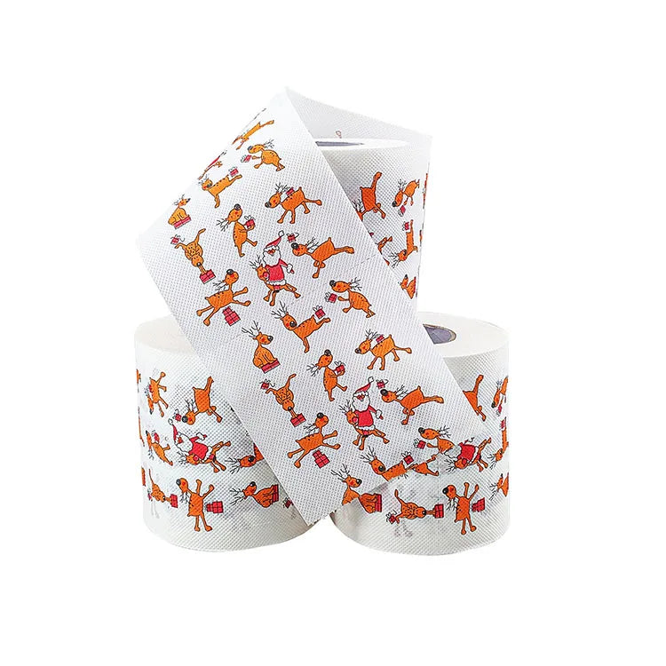 Toilet Paper Christmas Pattern Series Roll Paper Santa Claus Reindeer Hygienic Paper Creative Toilet Papers Rolls Funny Napkins