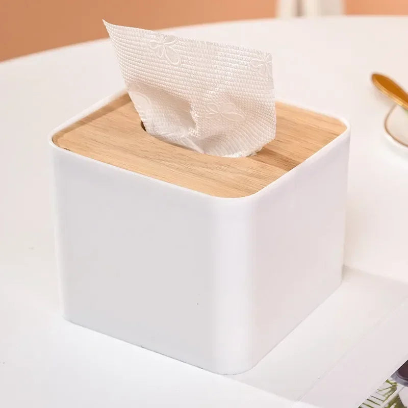 Tissue Box Table Napkin Rings Tissue Case Paper Box Container Bamboo Cover Solid Wood Storage Box Home Tissue Box Holder