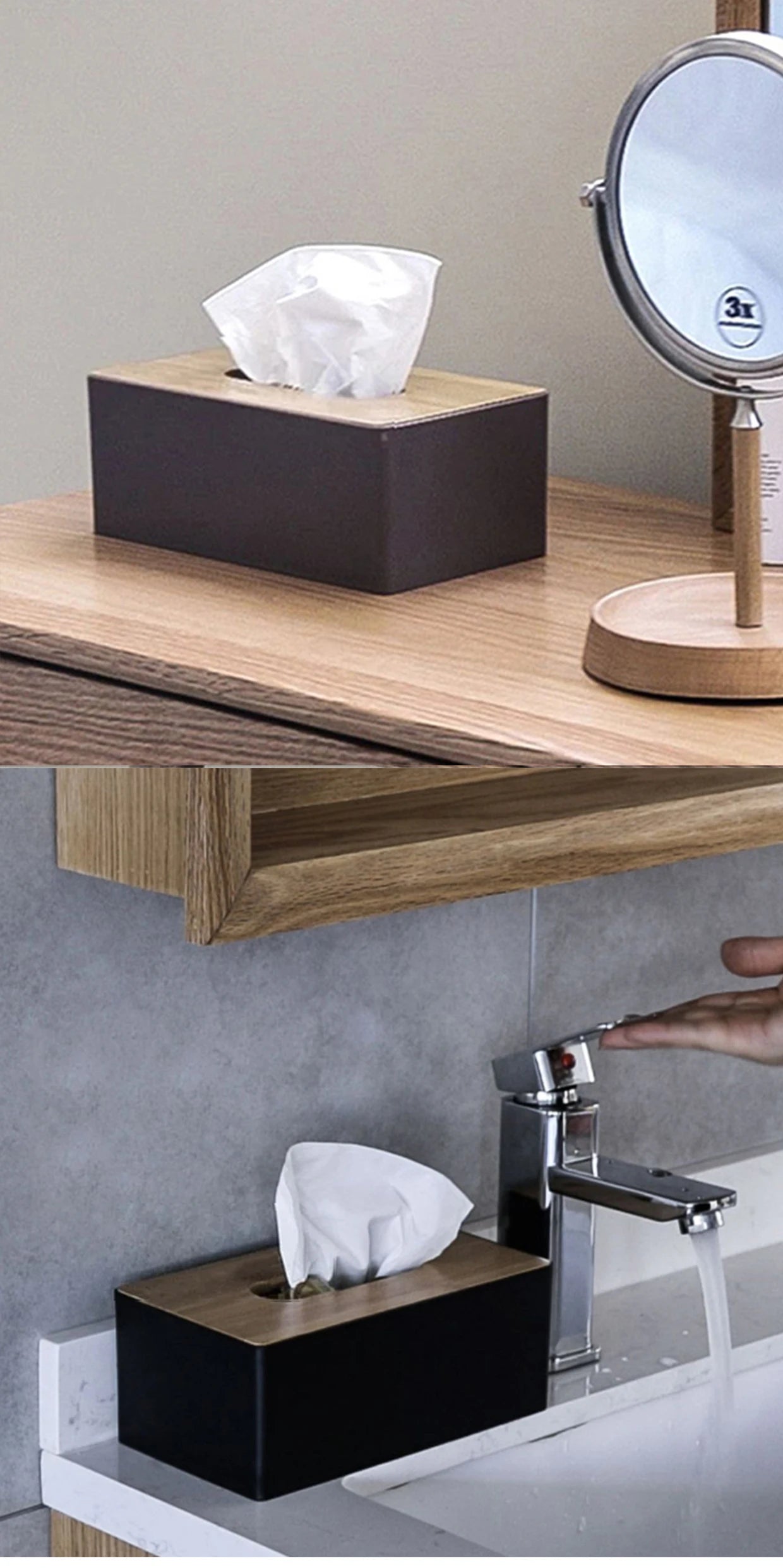 Tissue Box Table Napkin Rings Tissue Case Paper Box Container Bamboo Cover Solid Wood Storage Box Home Tissue Box Holder