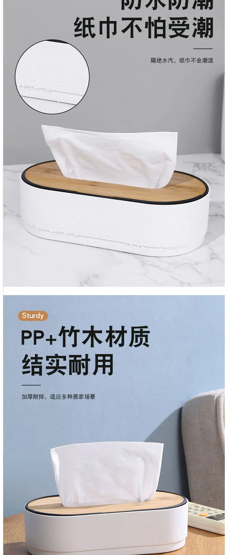 Bamboo Tissue Box Holder Cover Toilet Paper Storage Dispenser Handmade Bathroom Living Room Vanity Napkin Organizer Case