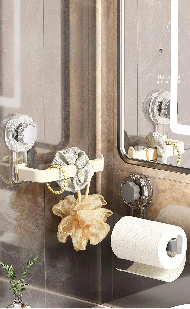Wall-Mounted Toilet Paper Holder with Suction Cup - Self-Adhesive, No-Drill Installation,  Multipurpose Tissue Roll