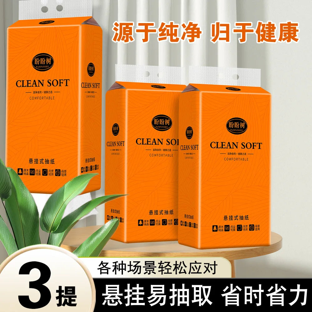 Household affordable package pumping paper, wall hanging paper towels, stockpiling toilet paper, bottom pumping paper, hanging e