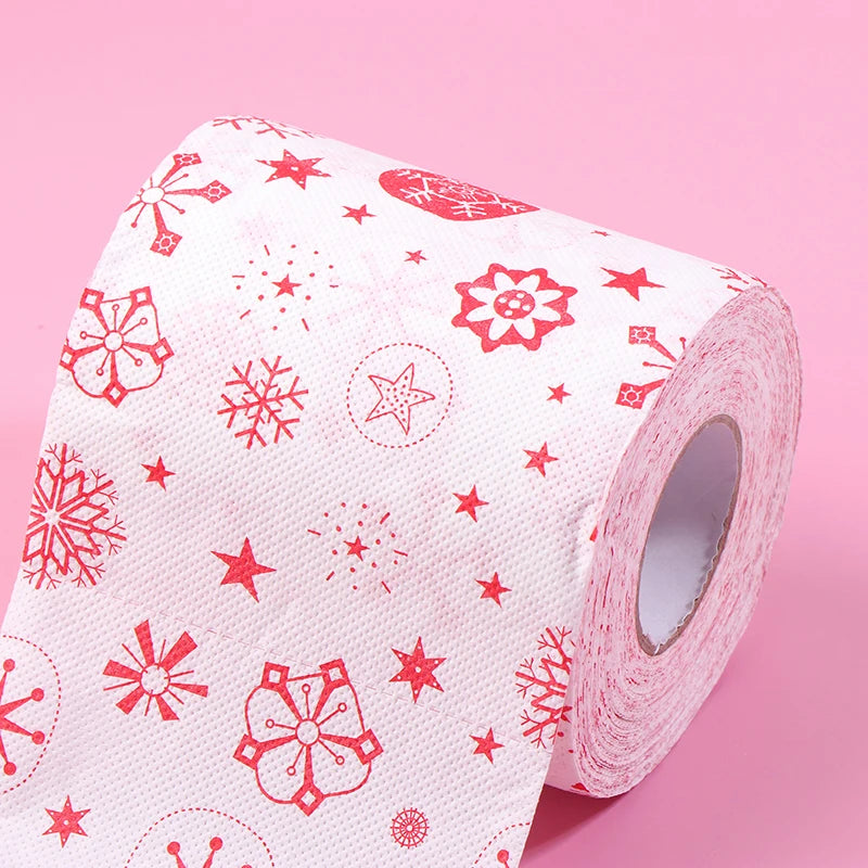 Creative Cartoon Toilet Paper Christmas Pattern Series Roll Paper Santa Claus Reindeer Hygienic Paper Rolls Funny Napkins