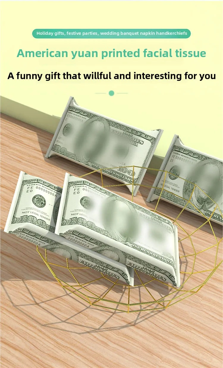 Usd Printed Paper; Creative Facial Tissue Paper; Funny Printed Napkins With 4 Layers Of Thickening; Funny And Unconventional