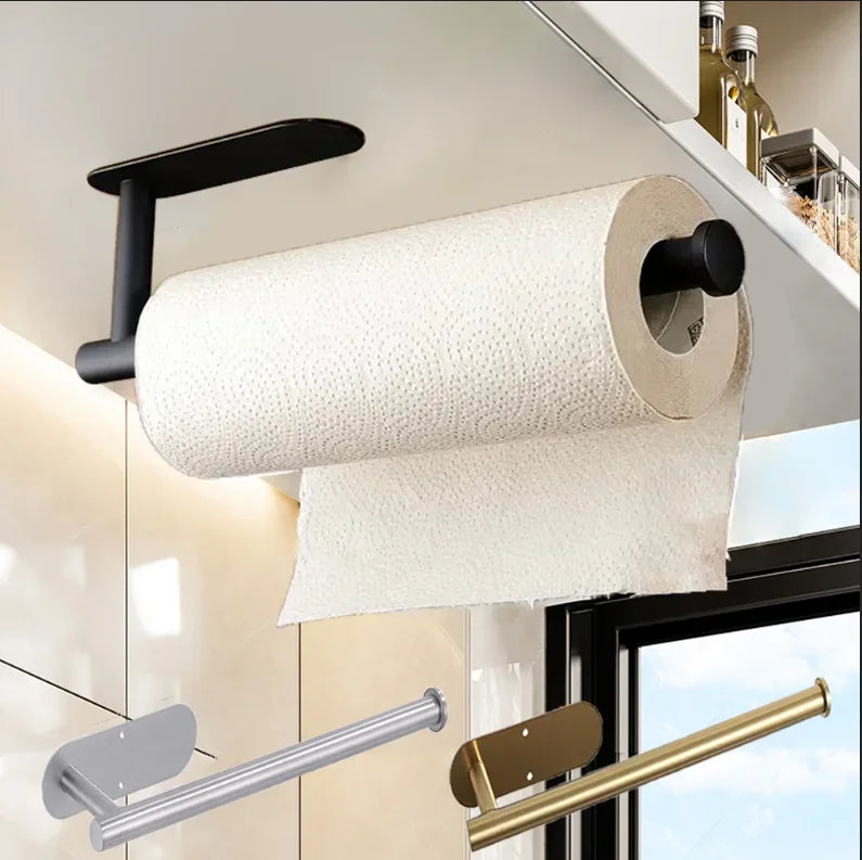 1PCS Kitchen Paper Towel Holder Toilet Paper Holder Adhesive Tissue Rack Napkin Dispenser Cabinet Storage Bathroom Accessories