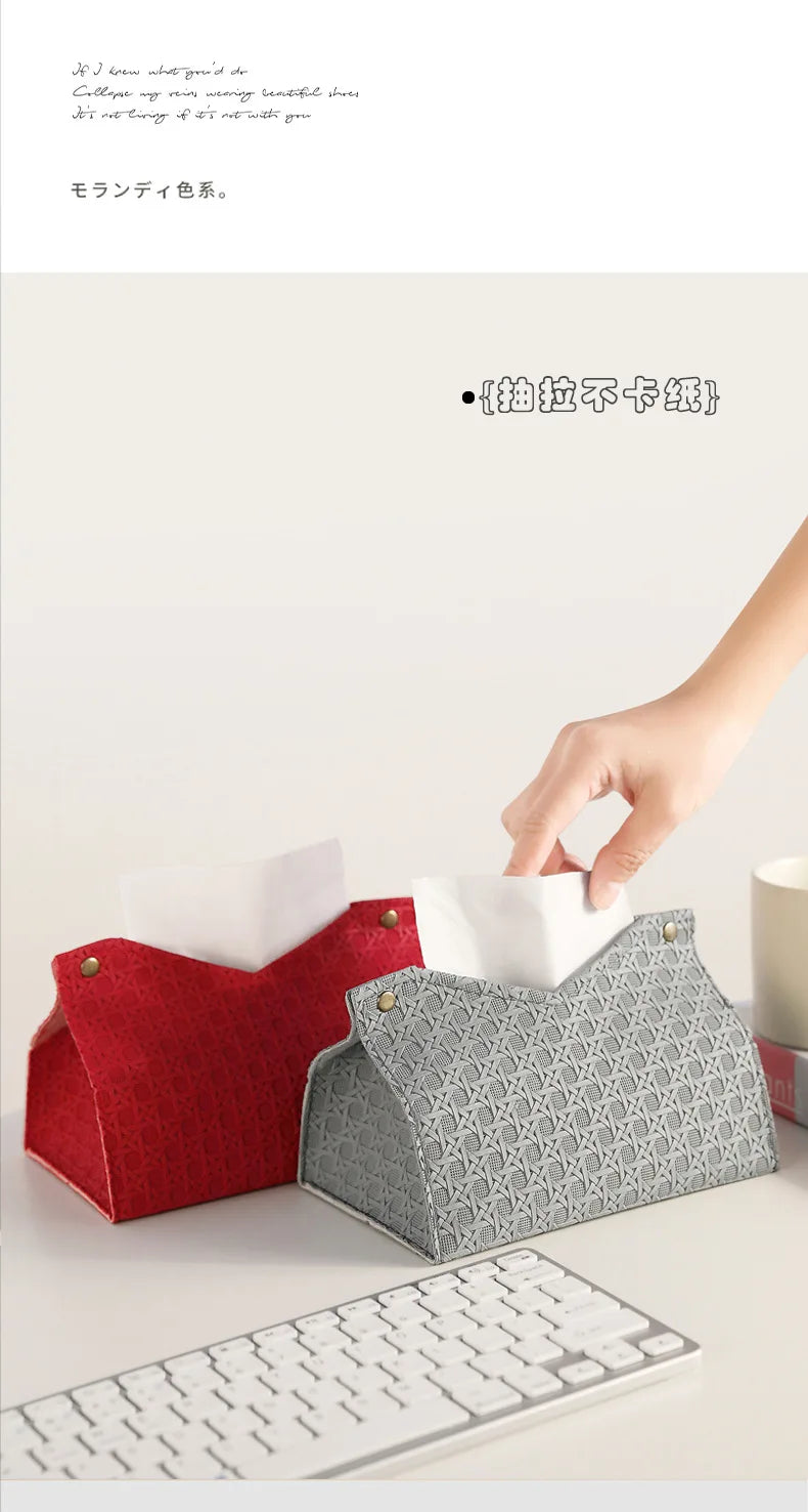 Luxury Woven Paper Towel Box Home Creative Living Room Storage Car Simple Solid Color Tissue Box Dining Room Removable Tissue