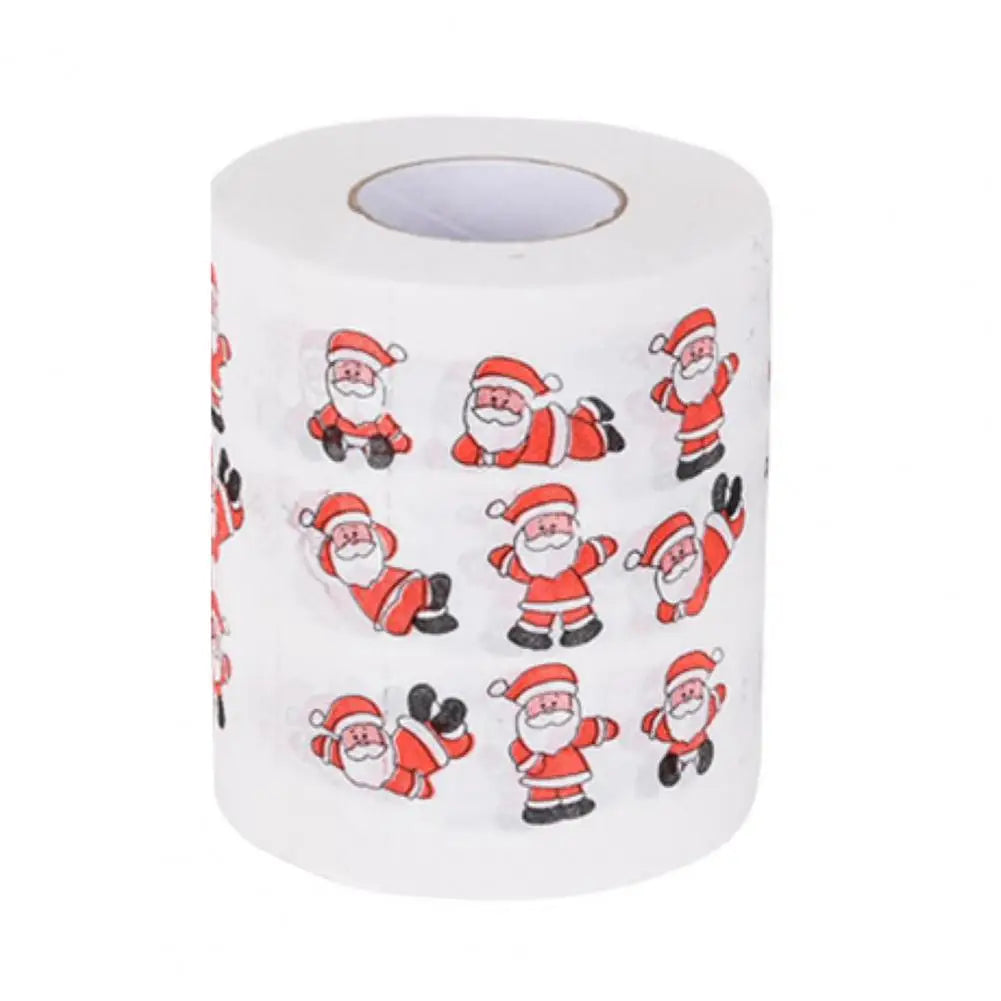 1 Roll Cartoon Pattern Disposable Toilet Paper Festive Soft Touch Decorate Christmas Holiday Printed Roll Paper for Festival