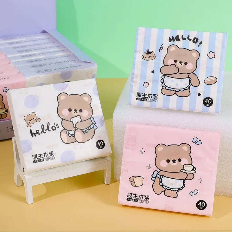 3 packs thickened cartoon printed facial tissue small pack convenient paper towels handkerchief napkins household goods