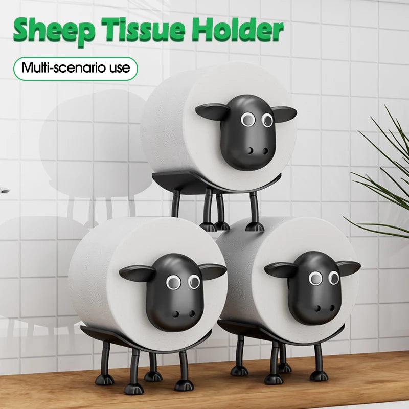 New Cute Sheep Shape Toilet Paper Holder Stand, Free Standing Animal Tissue Rack Storage for Bathroom Bedroom Decor, Funny Decor
