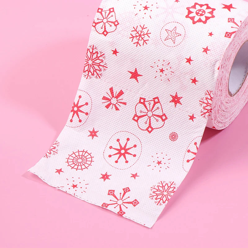 Creative Cartoon Toilet Paper Christmas Pattern Series Roll Paper Santa Claus Reindeer Hygienic Paper Rolls Funny Napkins