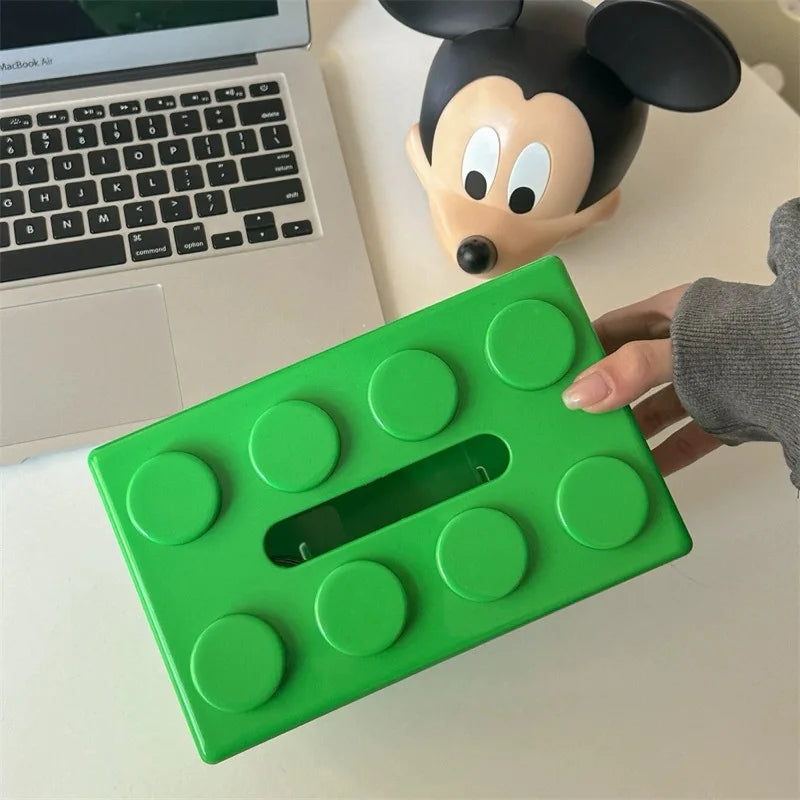 1pc Building Block Style Tissue Box, Multifunctional Plastic Organizer Suitable for Kitchen, Bathroom,Living Room,Bright Colors