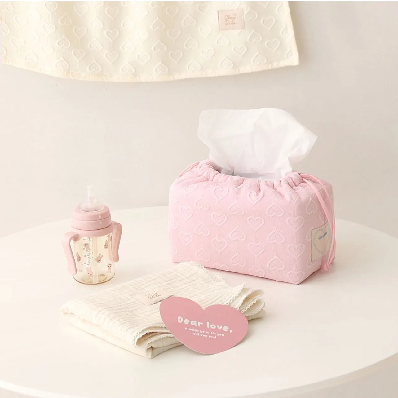 Baby Stroller Heart Wet Wipes Case Extraction Tissue Box Travel Car Portable Handheld Storage Bag Newborn Hanging Bag for Cart