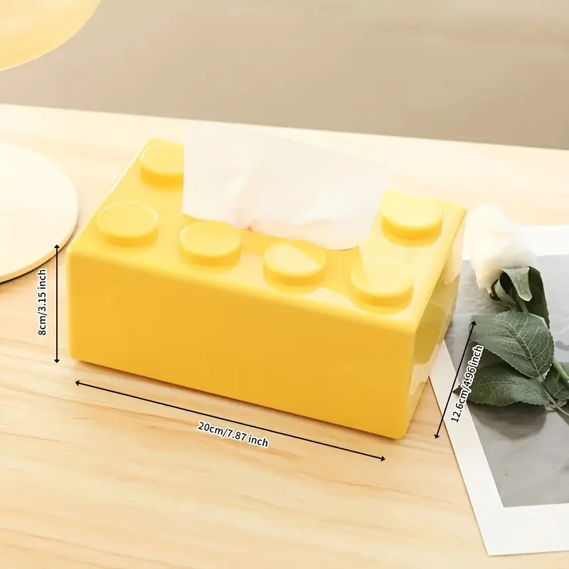 1pc Building Block Style Tissue Box, Multifunctional Plastic Organizer Suitable for Kitchen, Bathroom,Living Room,Bright Colors