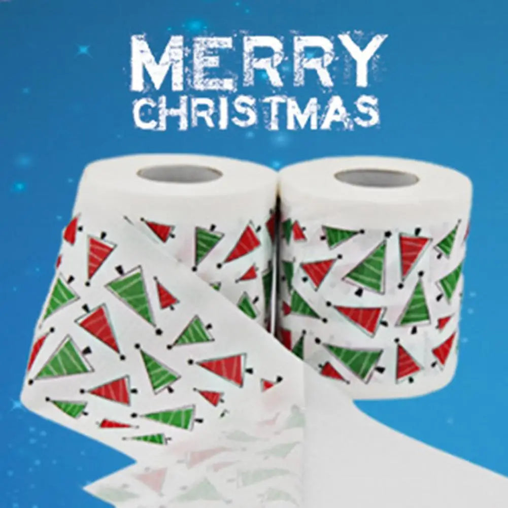 1 Roll Cartoon Pattern Disposable Toilet Paper Festive Soft Touch Decorate Christmas Holiday Printed Roll Paper for Festival