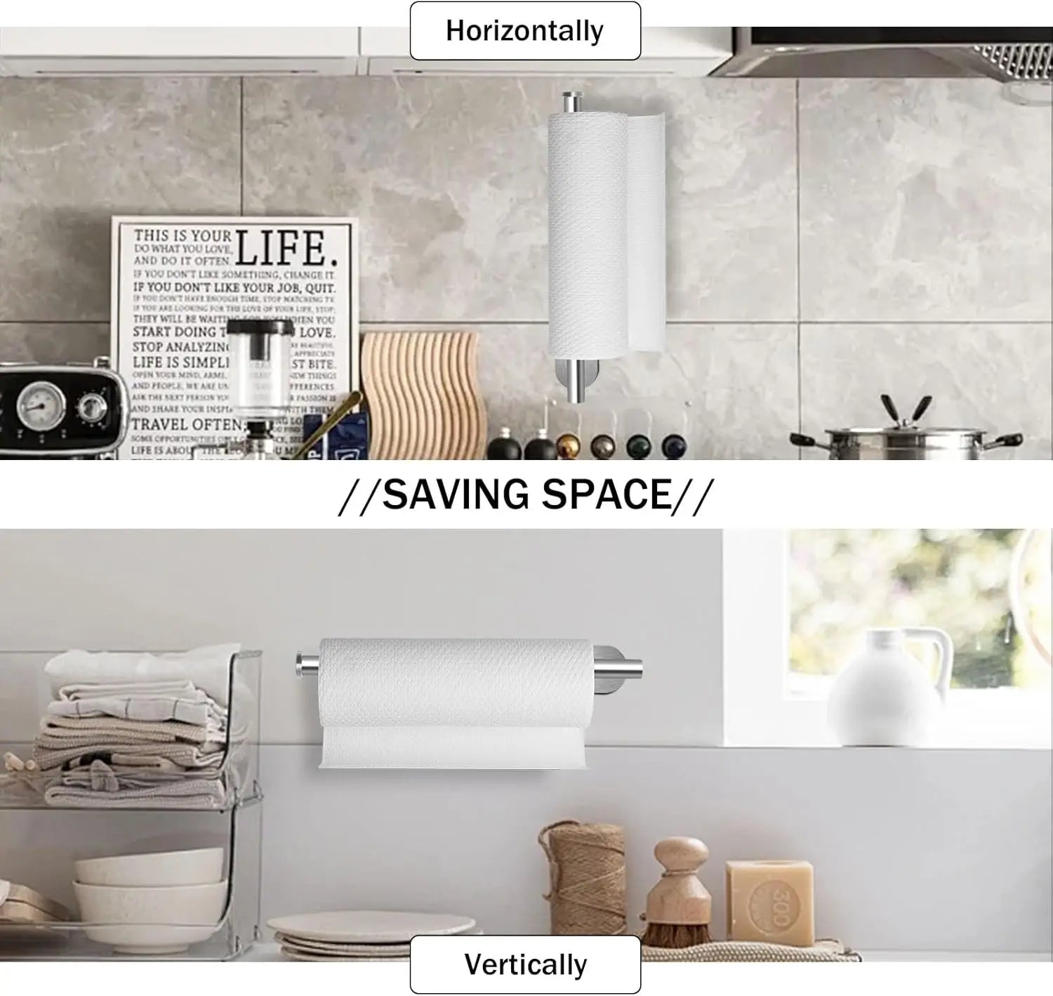 1PCS Kitchen Paper Towel Holder Toilet Paper Holder Adhesive Tissue Rack Napkin Dispenser Cabinet Storage Bathroom Accessories