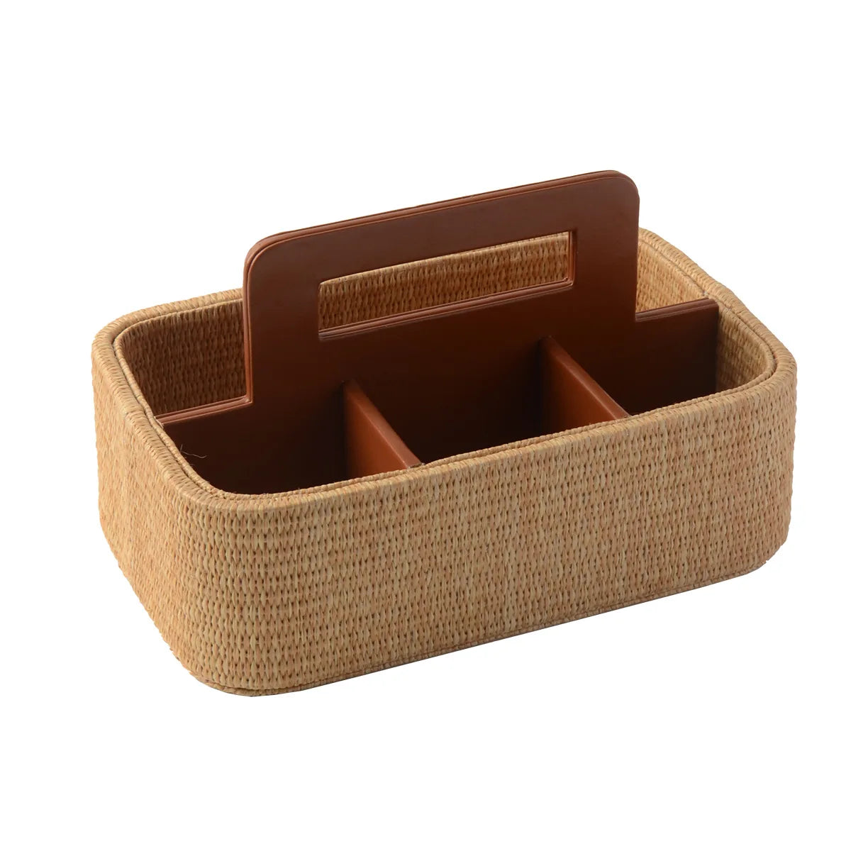 Seagrass Leather Napkin Holder Handwoven Tissue Storage Box French Style Elegant Table Decor Home Organizer Straw Wicker Design