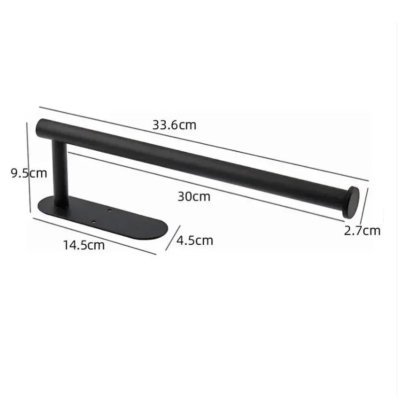 Stainless Steel Toilet Roll Holder Self Adhesive in Bathroom Tissue Paper Holder Black Finish Easy Installation no Screw