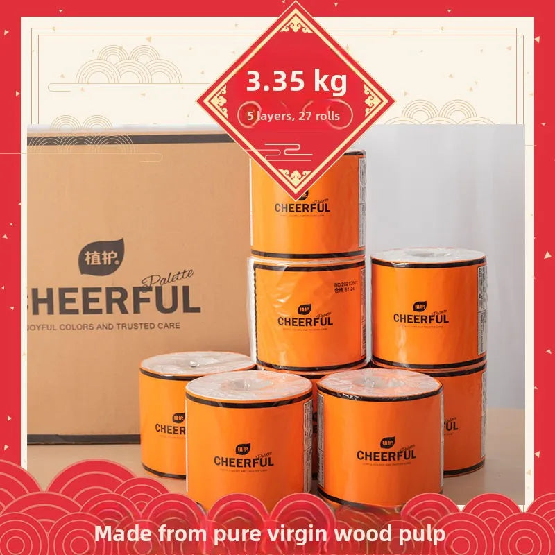 Thiened 5 Layers Toilet Paper Core Wooden Pulp Hand Towel Batoom Tissue 27 Rolls 25g Whole Box Baby And Materni