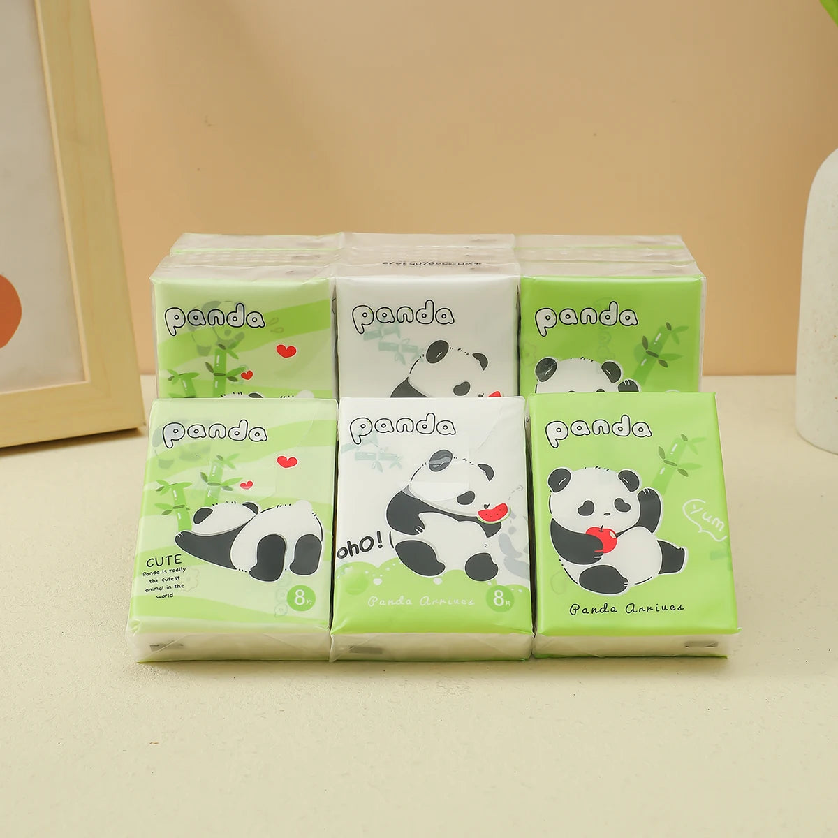 9pcs/pack Fashionable Lucky Cat Handkerchief Paper Student Portable Small Pack Cartoon Printed Hand Tissue For Daily Cleaning