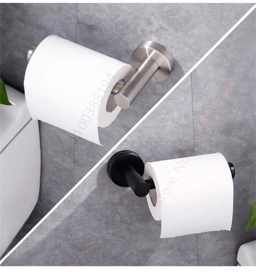 Adhesive Toilet Roll Paper Holder Organizer Wall Mount Storage Stand Kitchen Bathroom No Drill Tissue Towel Dispenser Stainless
