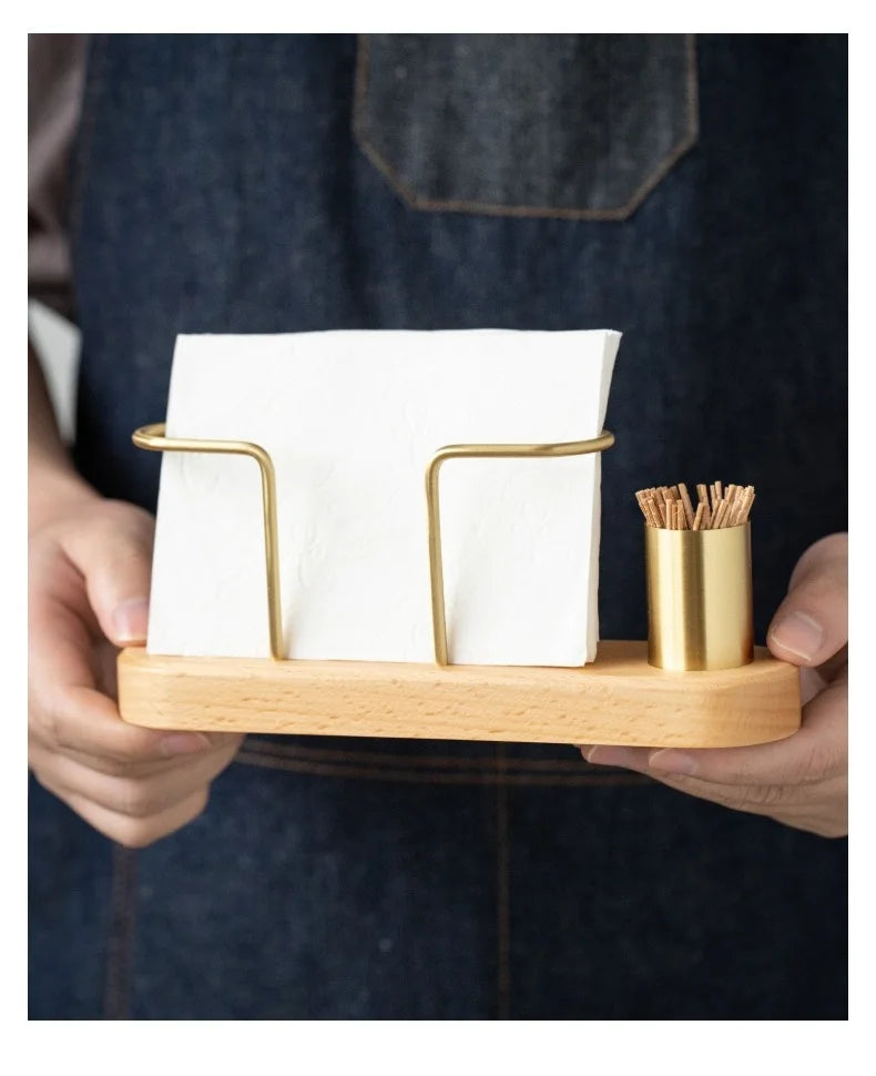 HeMu-Tooth Swab Tube Tissue Holder, Black Walnut, Minimalist Dining Table Tissue Storage Rack, Restaurant Coffee Shop Paper Box