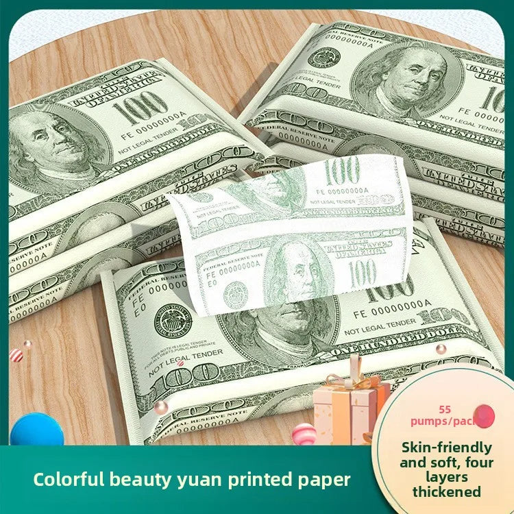 Usd Printed Paper; Creative Facial Tissue Paper; Funny Printed Napkins With 4 Layers Of Thickening; Funny And Unconventional