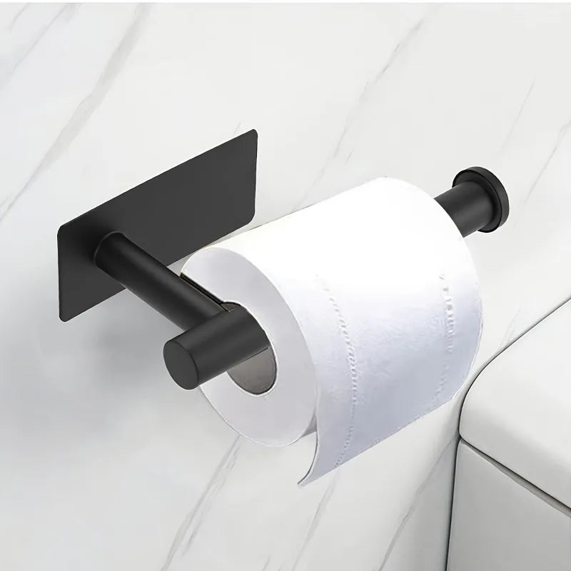 Heavy Duty Stainless Steel Toilet Paper Holder, Self-Adhesive No-Drill Wall Mount, Brushed Finish Bathroom Tissue Roll Dispenser