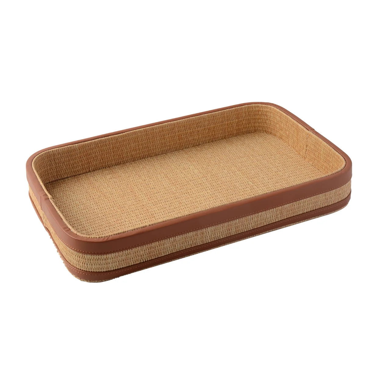 Seagrass Leather Napkin Holder Handwoven Tissue Storage Box French Style Elegant Table Decor Home Organizer Straw Wicker Design