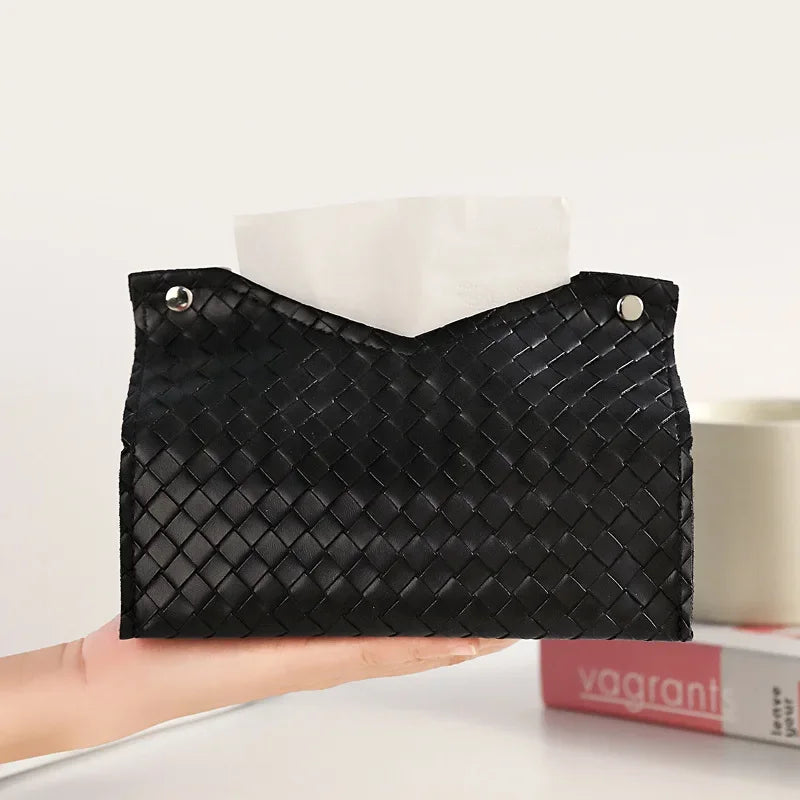 Luxury Woven Paper Towel Box Home Creative Living Room Storage Car Simple Solid Color Tissue Box Dining Room Removable Tissue