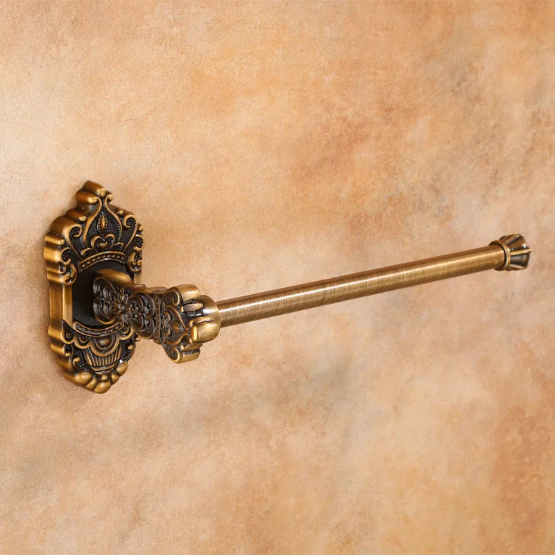 Antique Solid Aluminum Bathroom Hardware Set, Wall Mounted Towel Bar & Soap Basket & Toilet Paper Holder & Robe Hook