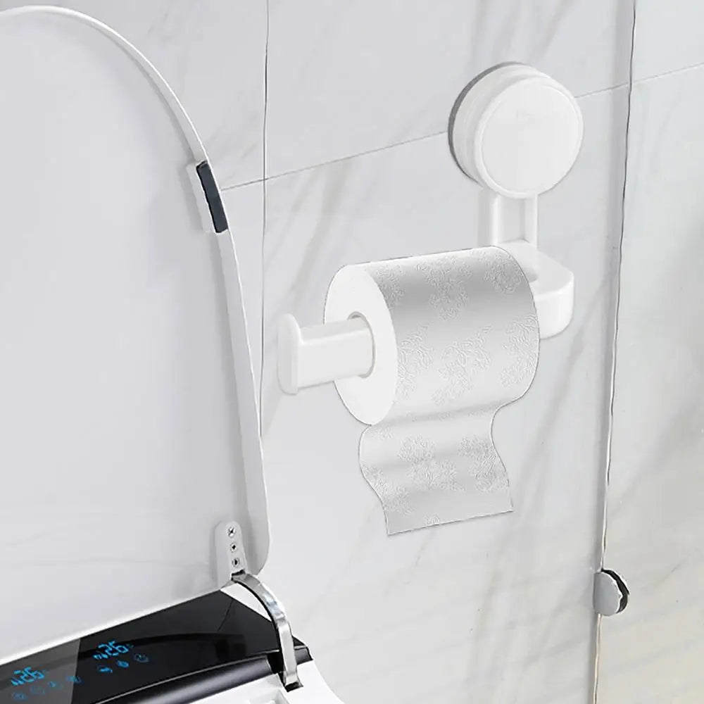 Toilet Paper Holder Suction Multi-Purpose Suction Toilet Paper Bracket Stick-On Bathroom Tissue Holder with Thickened Design
