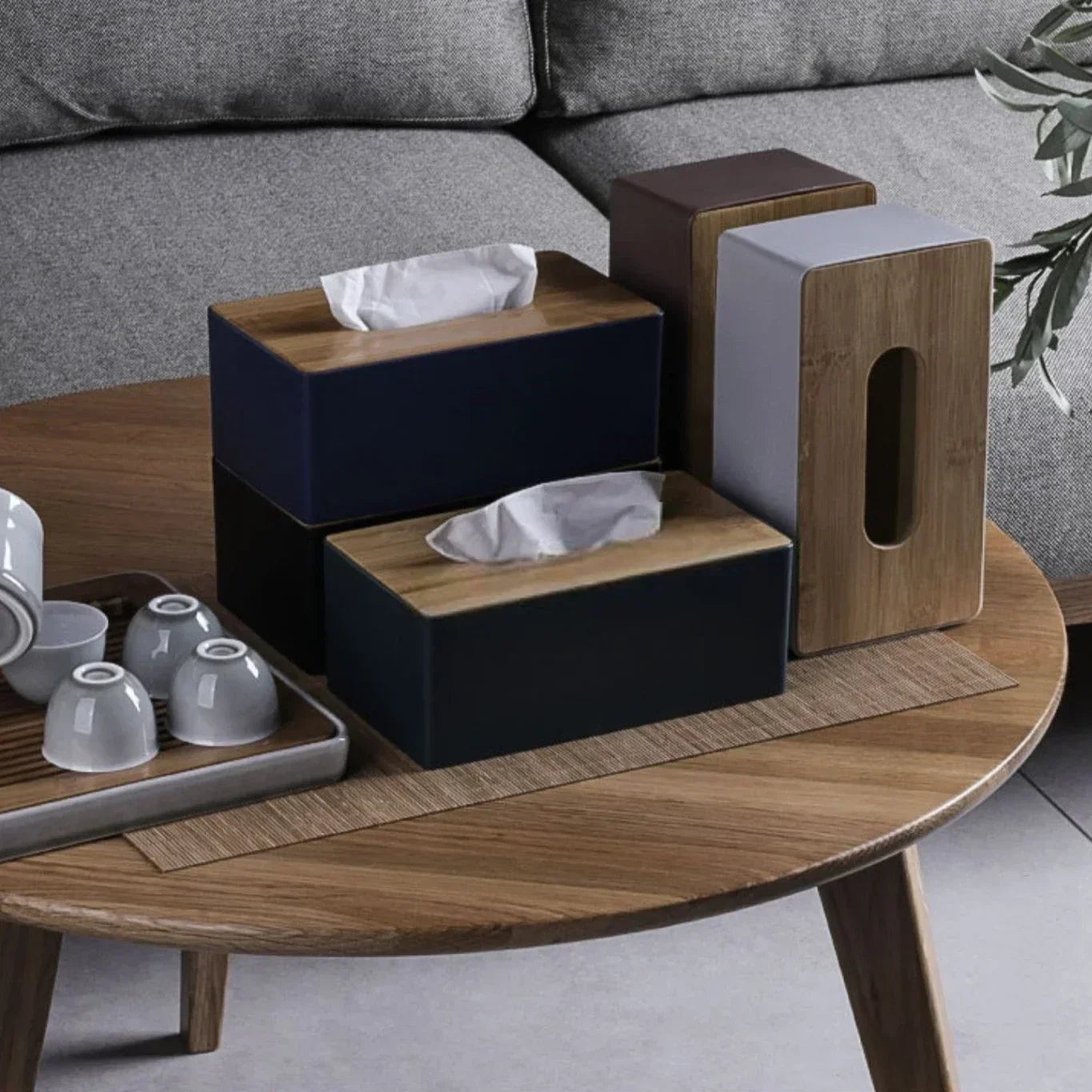 Tissue Box Table Napkin Rings Tissue Case Paper Box Container Bamboo Cover Solid Wood Storage Box Home Tissue Box Holder
