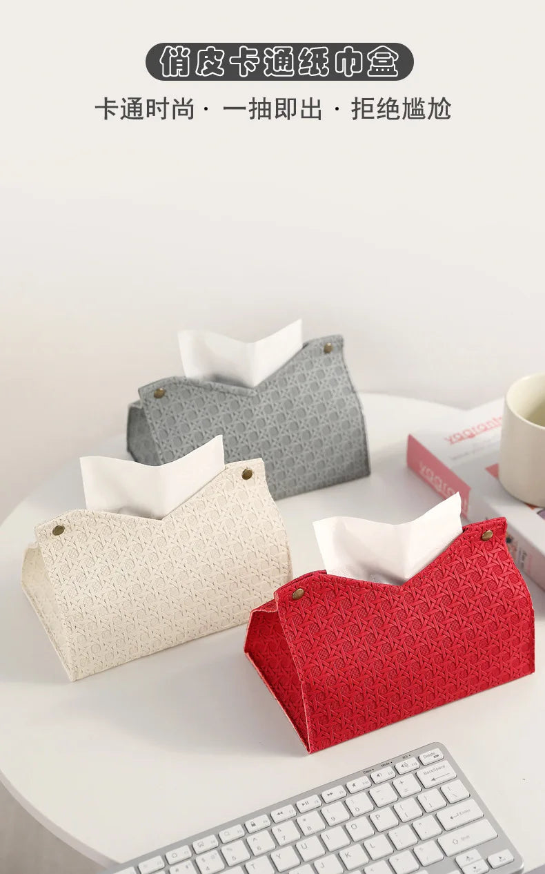 Luxury Woven Paper Towel Box Home Creative Living Room Storage Car Simple Solid Color Tissue Box Dining Room Removable Tissue