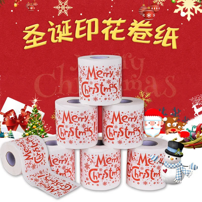 Toilet Paper Christmas Pattern Series Roll Paper Santa Claus Reindeer Hygienic Paper Creative Toilet Papers Rolls Funny Napkins