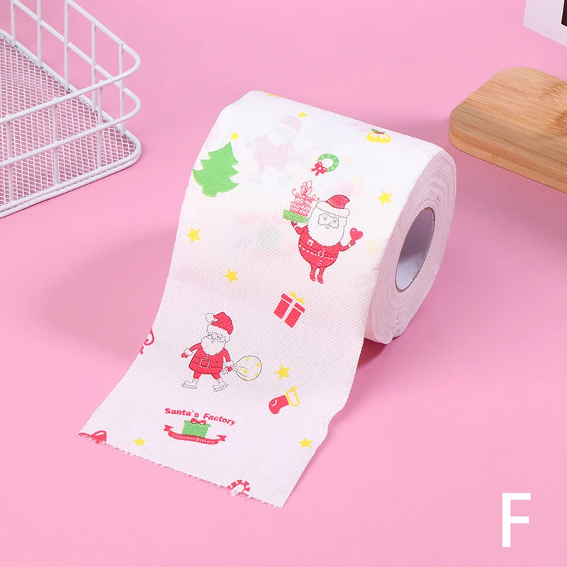 Creative Cartoon Toilet Paper Christmas Pattern Series Roll Paper Santa Claus Reindeer Hygienic Paper Rolls Funny Napkins