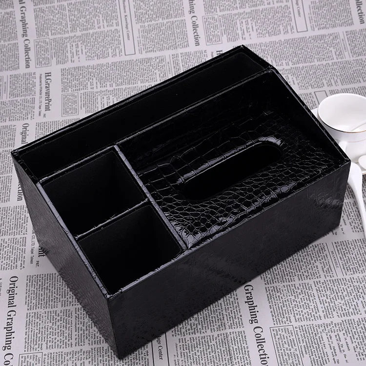 European Sle Creative Leather Wallpaper Multi-Function Tissue Box Living Room Coffee Table Remote Control Storage Basket