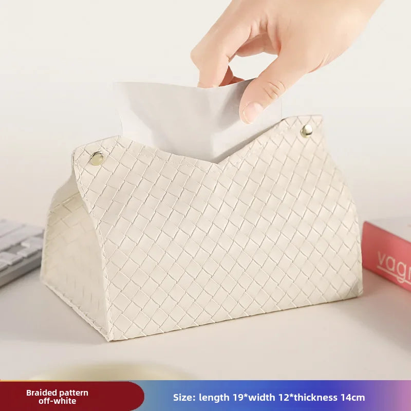 Luxury Woven Paper Towel Box Home Creative Living Room Storage Car Simple Solid Color Tissue Box Dining Room Removable Tissue