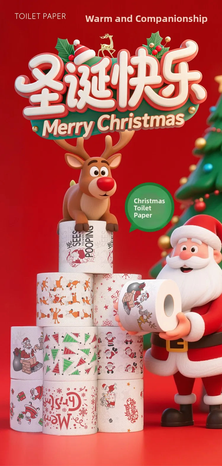Christmas Print Colored Toilet Paper Roll Large Quantity Hygienic Paper Towels Bulk Shipping Home Direct Straightening